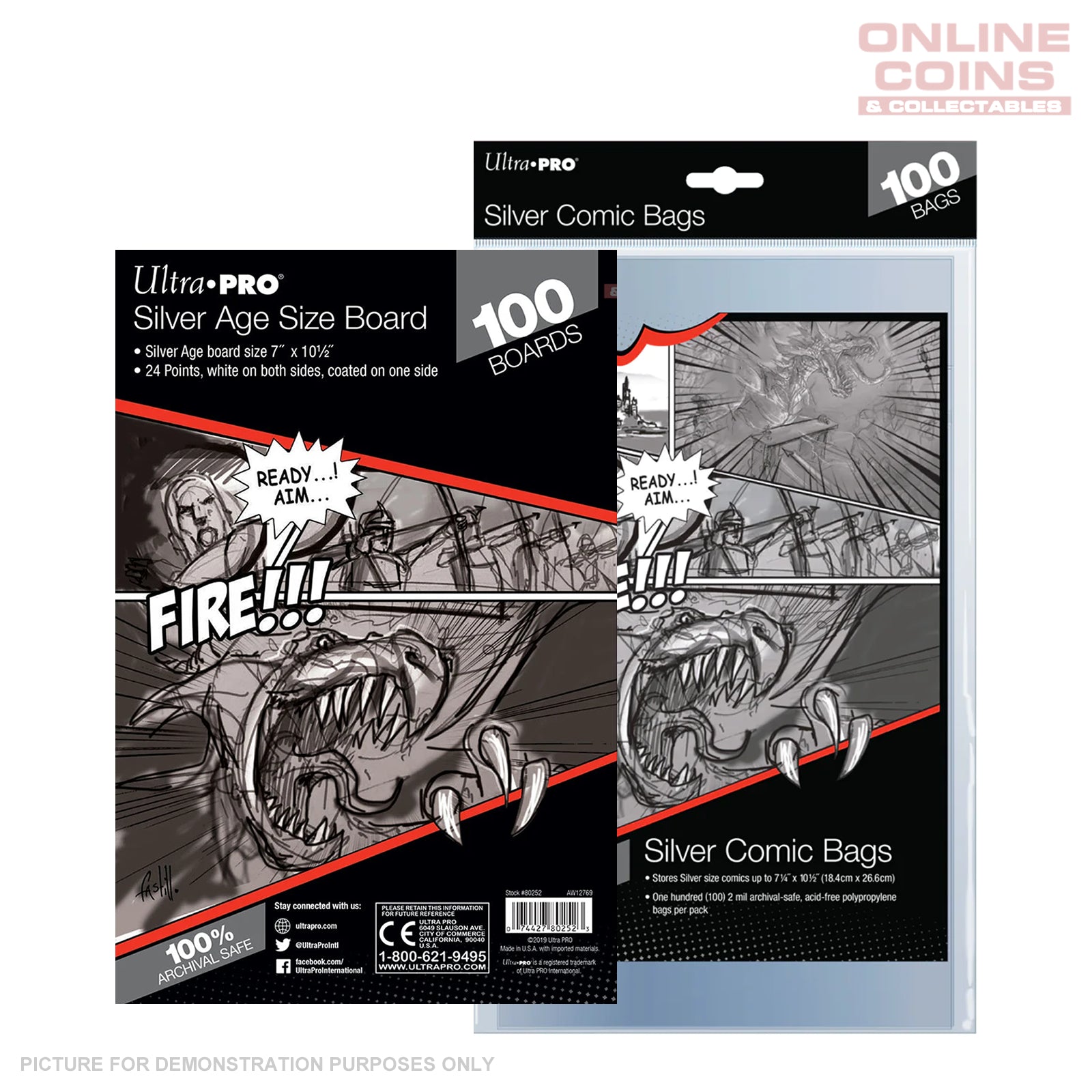 COMIC COMBO - ULTRA PRO - Standard SILVER Size Comic Bags & Backing Boards x 100